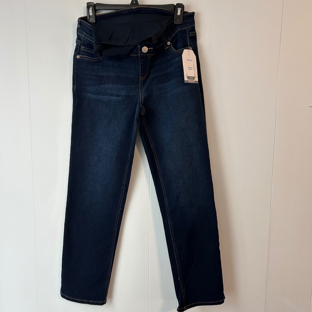 Walmart Maternity Straight Leg Jeans Dark‎ Wash Size Small 4-6 - Picture 2 of 6